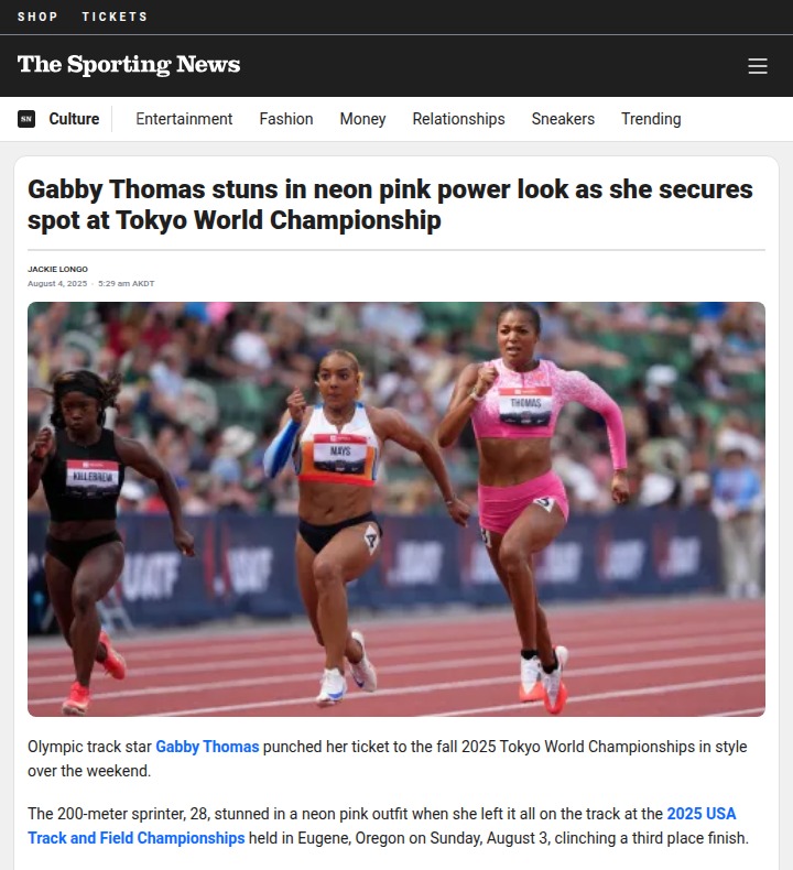Gabby Thomas Rocks Neon Pink, Punches Tokyo Ticket