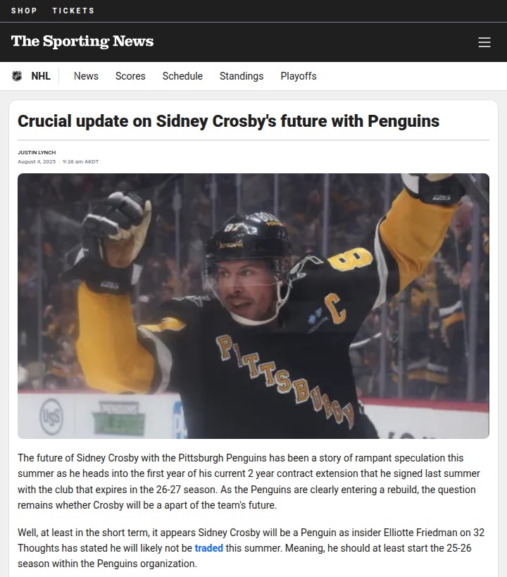 Sidney Crosby staying put in Pittsburgh—for now