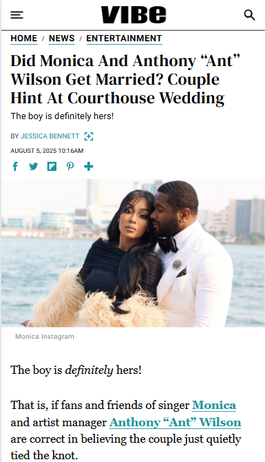 Monica & Ant Wilson: Secret Wedding?