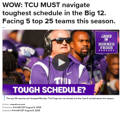 TCU’s Big 12 gauntlet: 5 top 25 showdowns