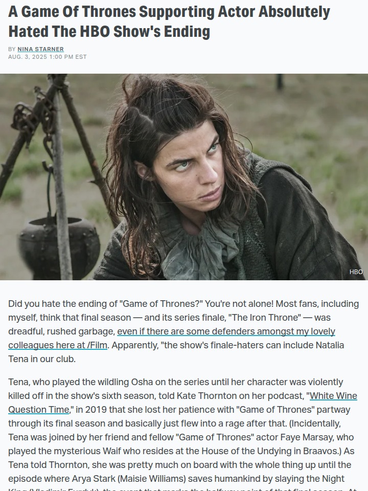 Natalia Tena Raged Over GoT Finale 😱
