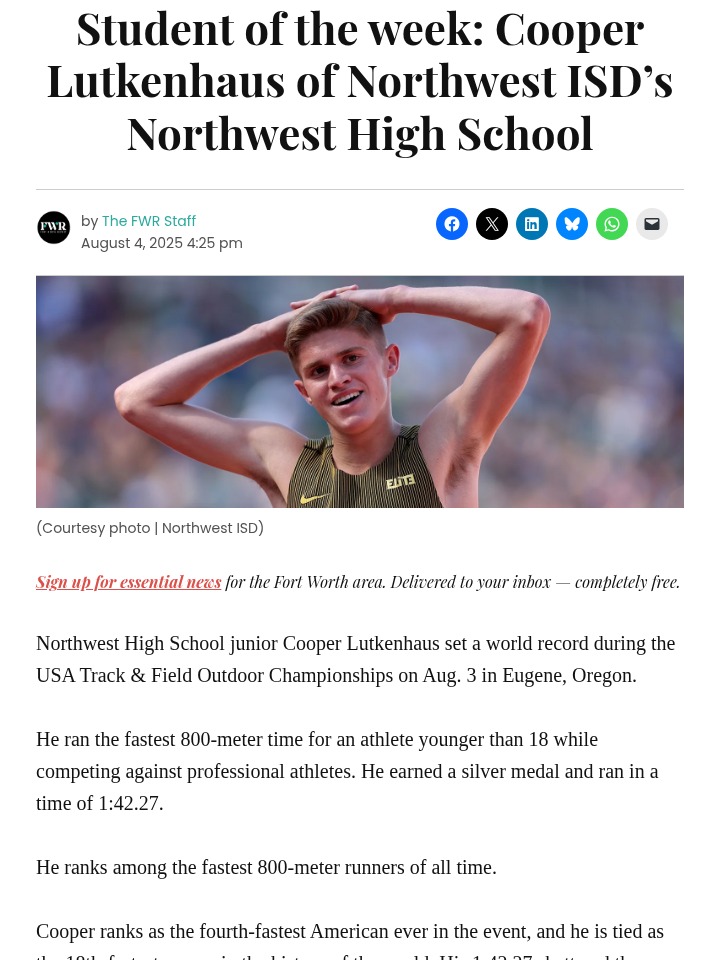 Cooper Lutkenhaus breaks world record at 17