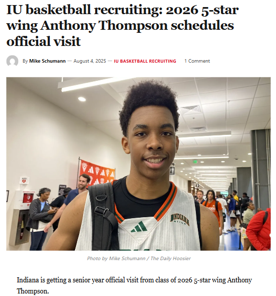 IU hoops lands visit from 5-star Anthony Thompson