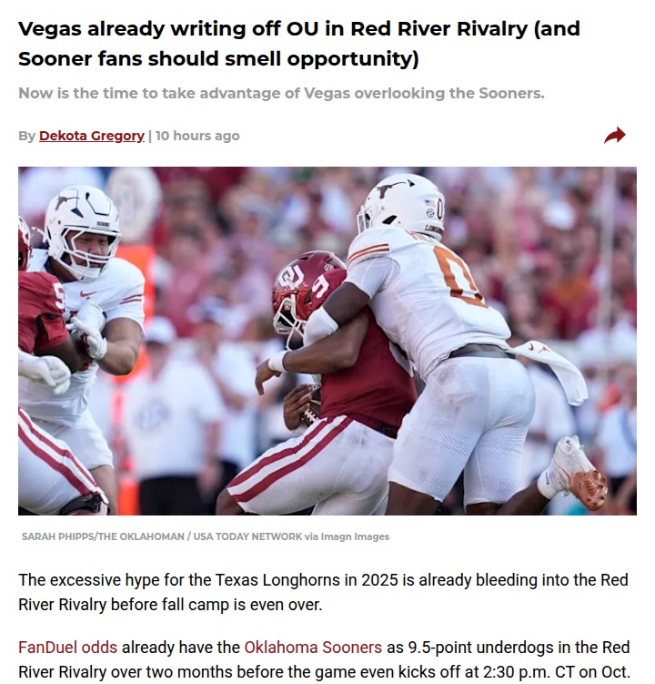 Sooners Underdogs? Red River Odds Fuel Fire