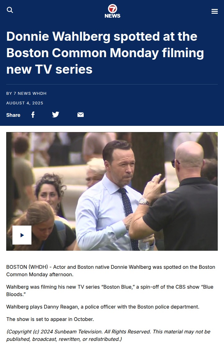 Donnie Wahlberg brings TV action to Boston Common