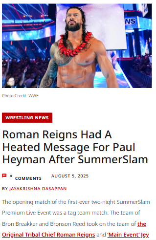 Roman Reigns Blasts Heyman After SummerSlam