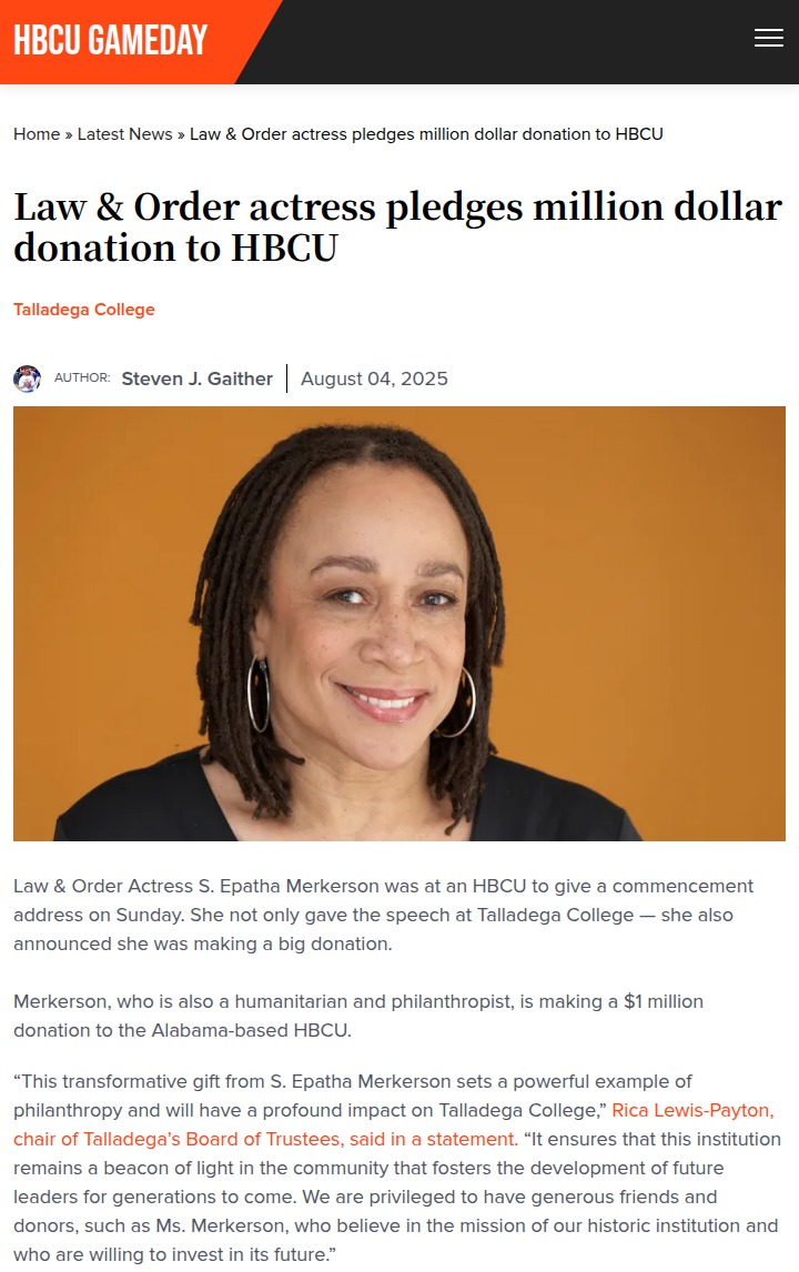 S. Epatha Merkerson’s $1M gift uplifts Talladega