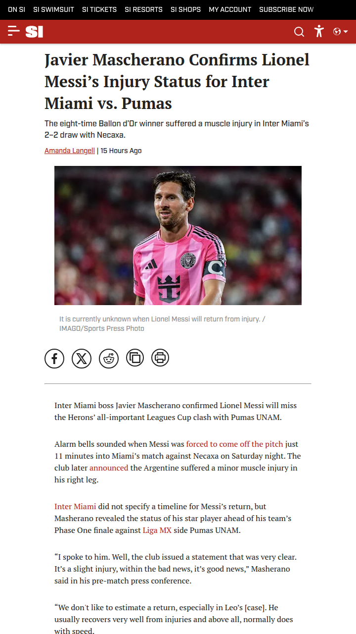 Messi sidelined: Inter Miami faces Pumas test