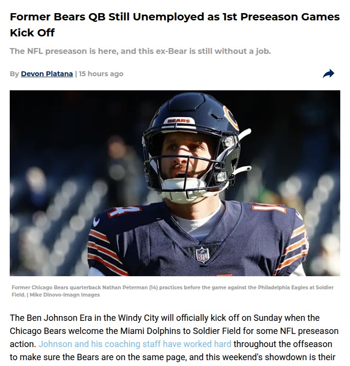 Chicago Bears fans react to ex-QB Peterman’s job hunt