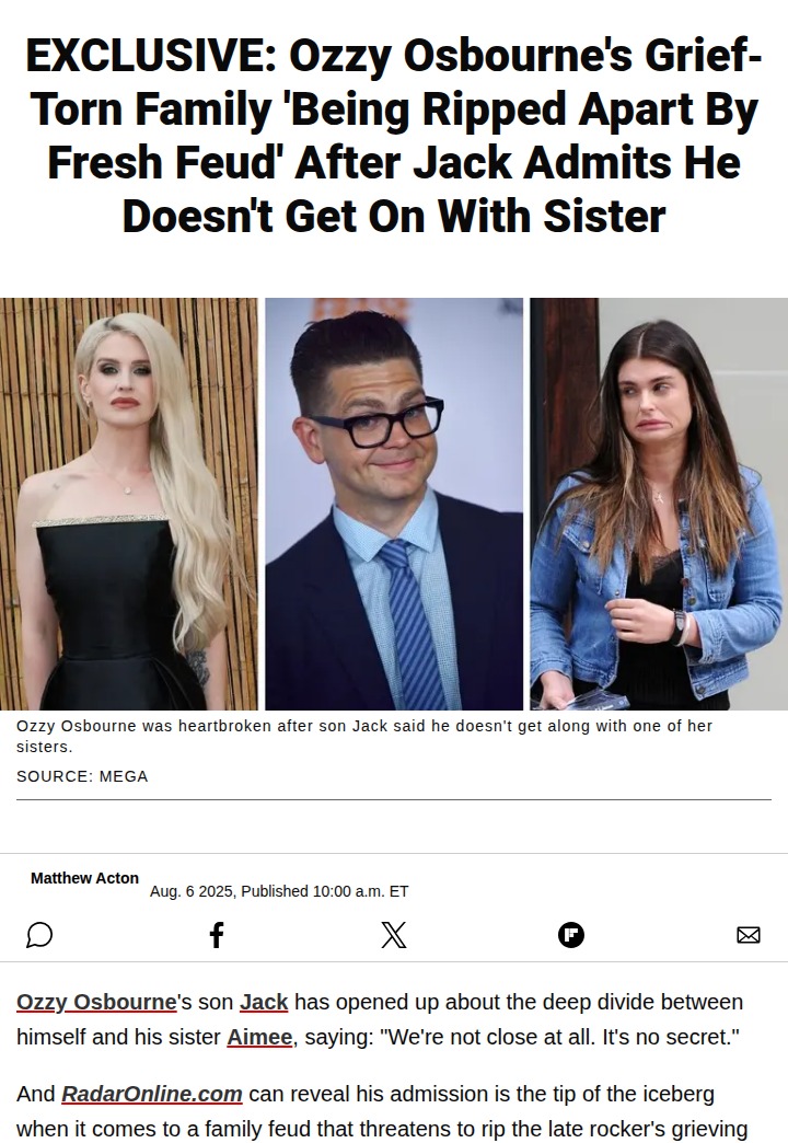 Osbourne Sibling Feud Explodes After Ozzy's Passing 💥