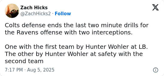 Colts rookie Hunter Wohler making waves