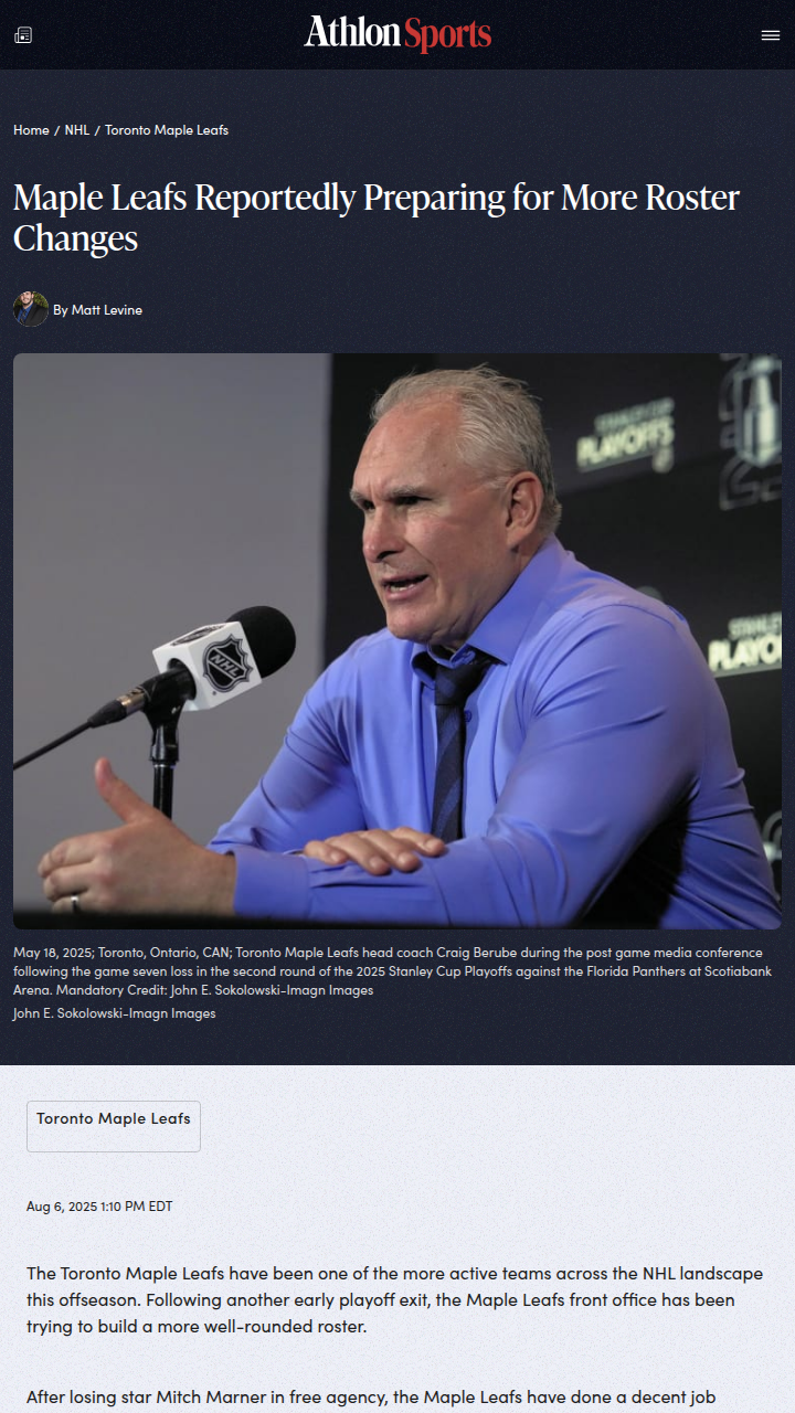 Leafs Eyeing Top-Six Forward Trade?