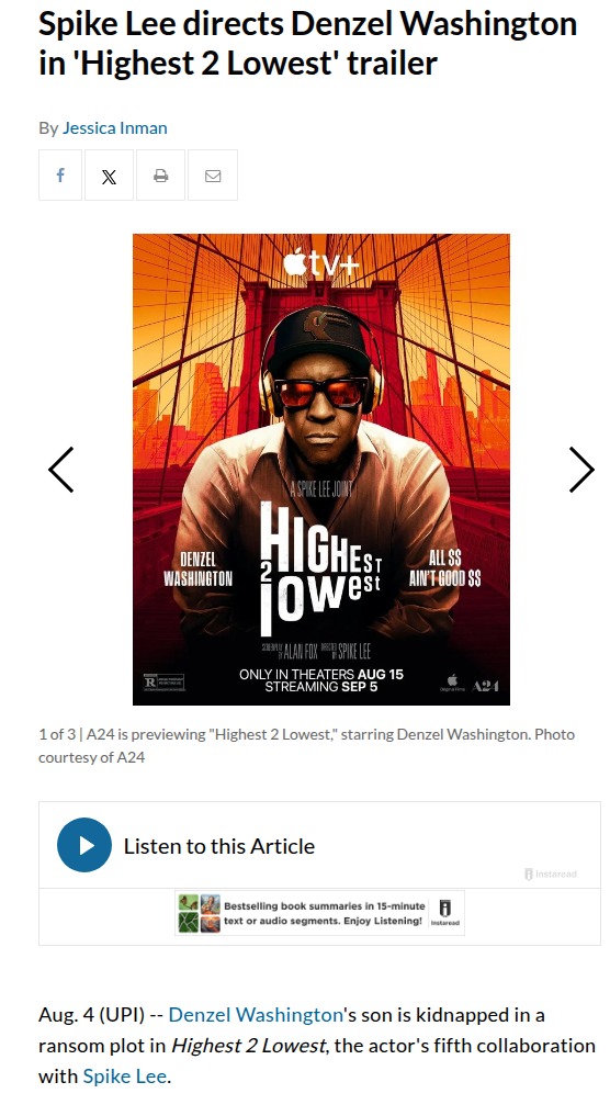 Spike Lee & Denzel Reunite for 'Highest 2 Lowest' 🎬