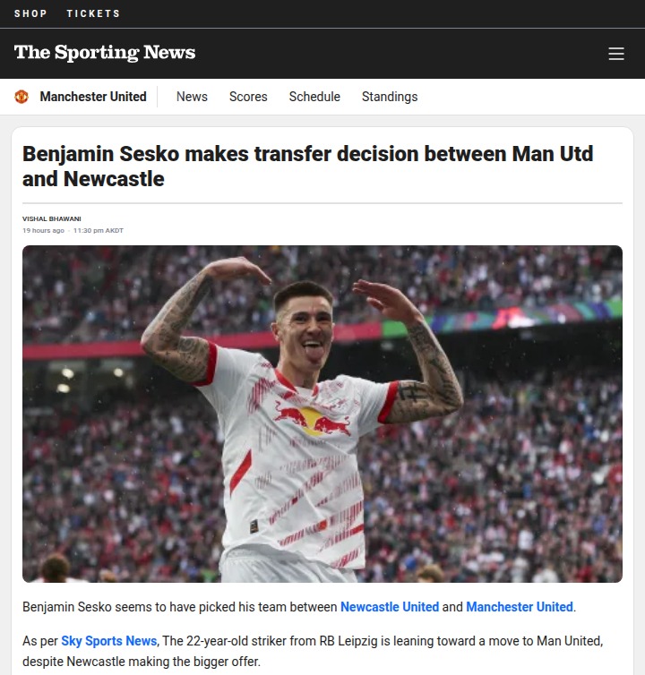 Sesko Picks Red Devils Over Magpies