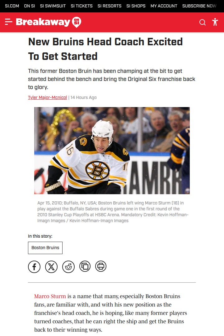 Bruins fans: Can Marco Sturm revive Boston’s hockey pride?