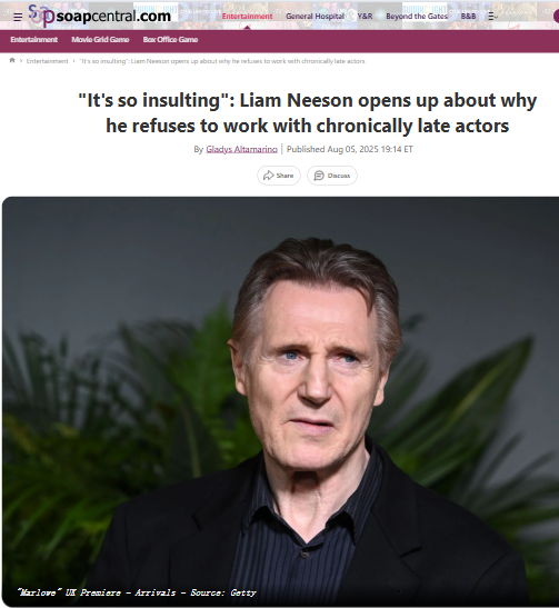 Liam Neeson Calls Out Tardy Co-Stars 😳