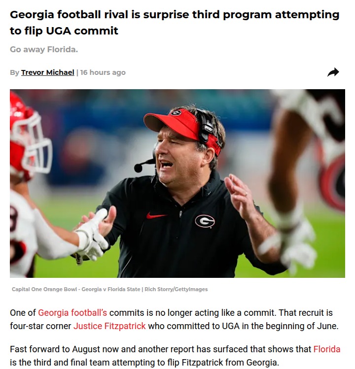 Georgia-Florida rivalry heats up over Fitzpatrick