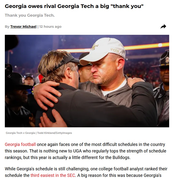 Georgia football’s road game break: Thanks, Tech!