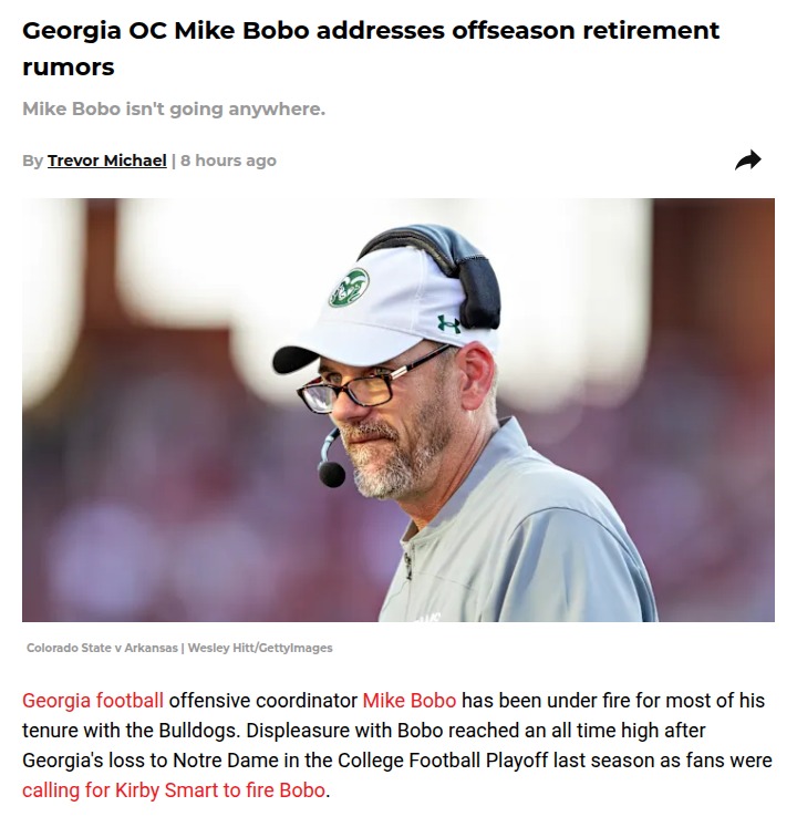 Mike Bobo shuts down Georgia retirement talk