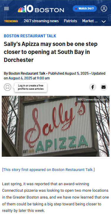 Sally’s Apizza eyes big Dorchester debut