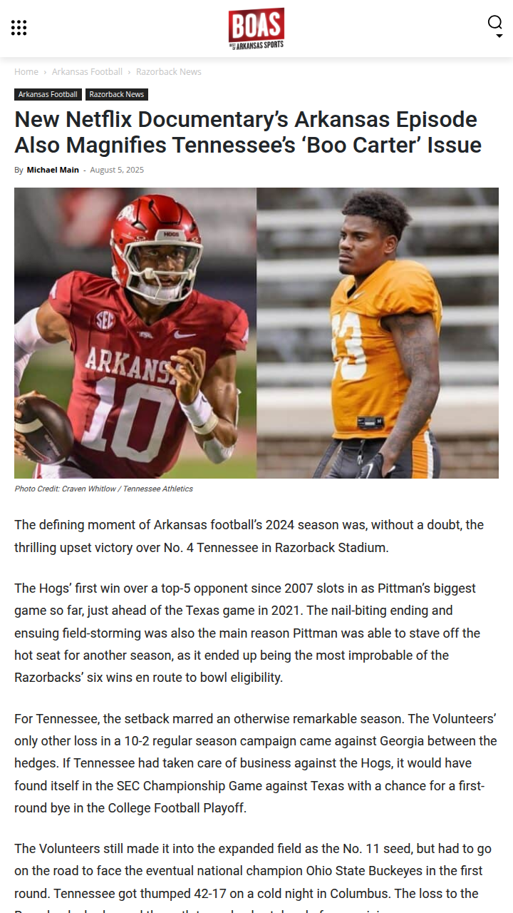 Tennessee’s Netflix spotlight: Drama, discipline, and football