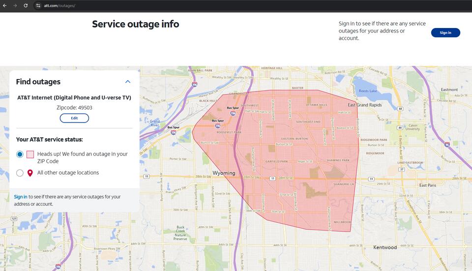 AT&T outage leaves Kent Co. offline overnight
