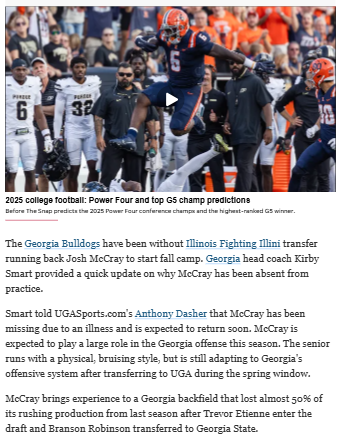 Georgia’s new RB McCray set to make impact