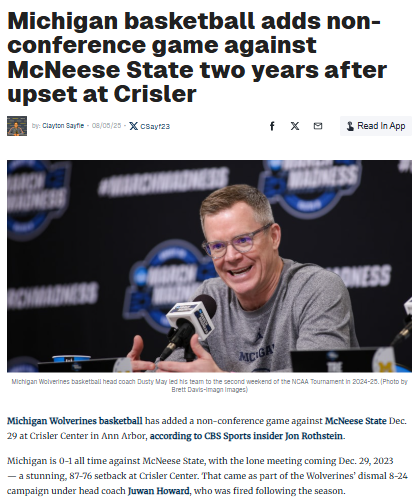Wolverines Seek Revenge vs McNeese State