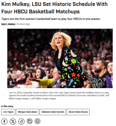 Mulkey’s Lady Tigers Take On HBCU Powerhouses