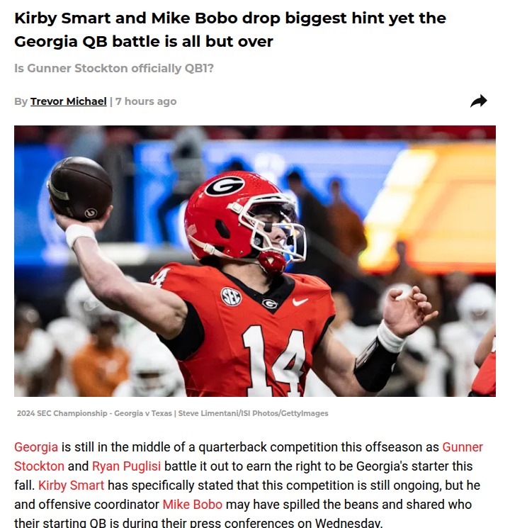 Georgia’s QB battle: All signs point to Stockton