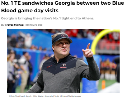 Georgia Battles Blue Bloods for No. 1 TE