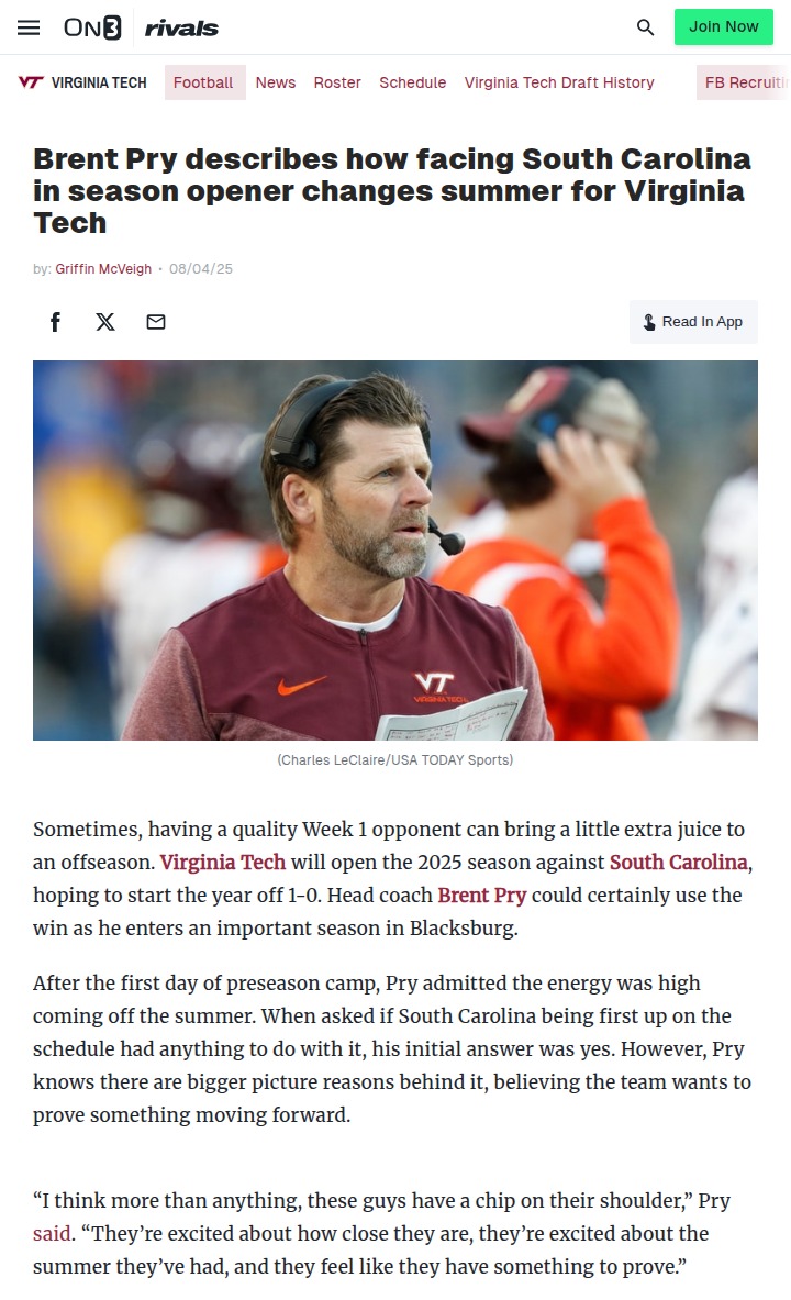 Virginia Tech vs South Carolina: Must-Win Opener?