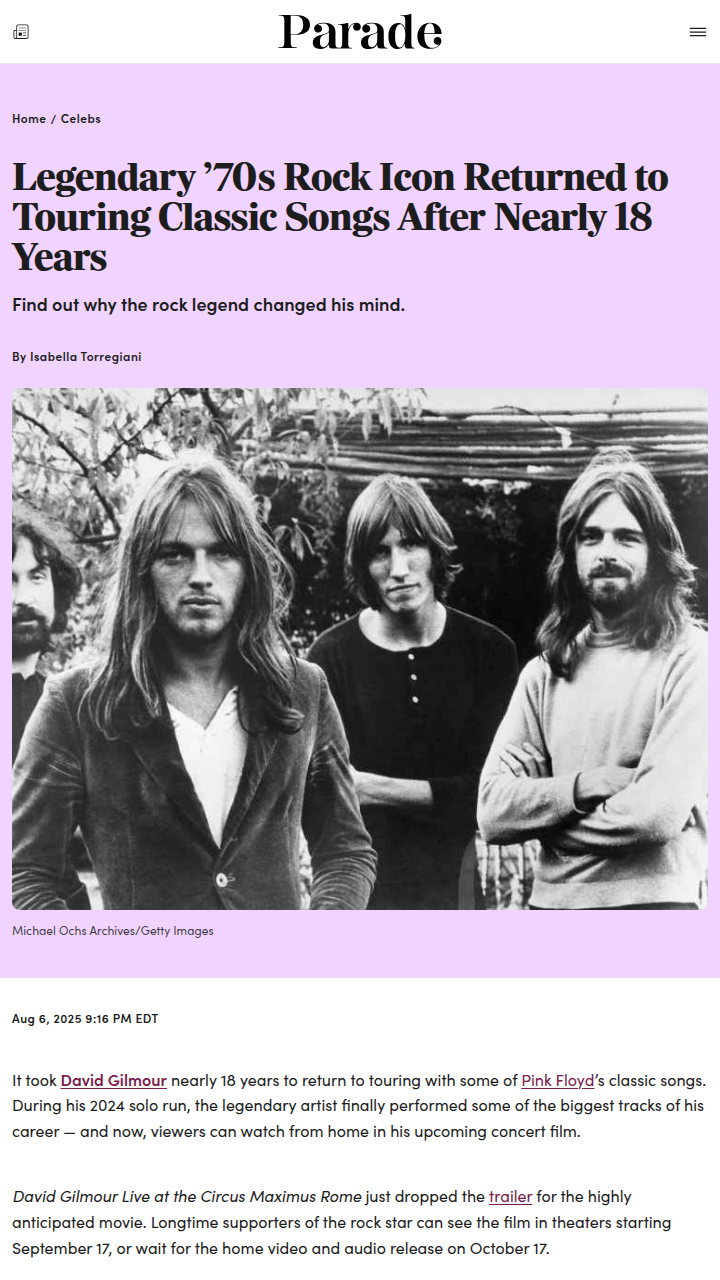 Gilmour’s Pink Floyd Setlist Sparks Debate 🎸
