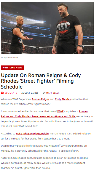 Roman Reigns’ Street Fighter Filming Twist 🎬