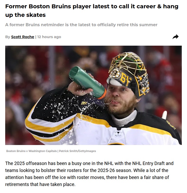 Khudobin Hangs Up the Pads: Bruins Era Ends