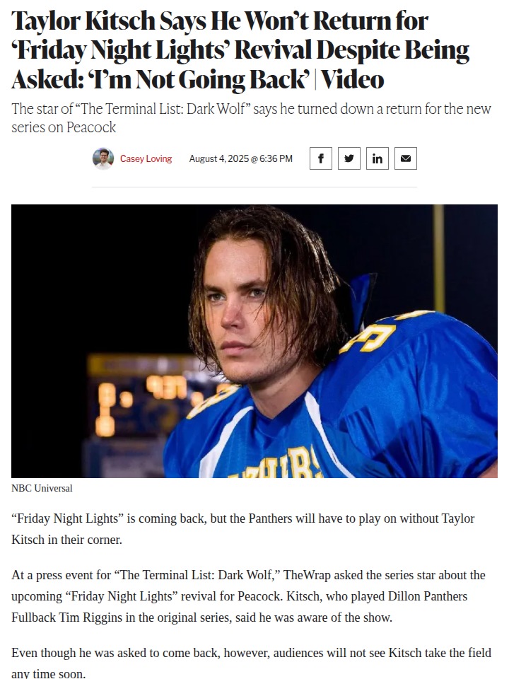 No Riggins Return for FNL Revival