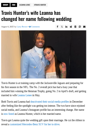 Travis Hunter’s Wife Just Made It Official