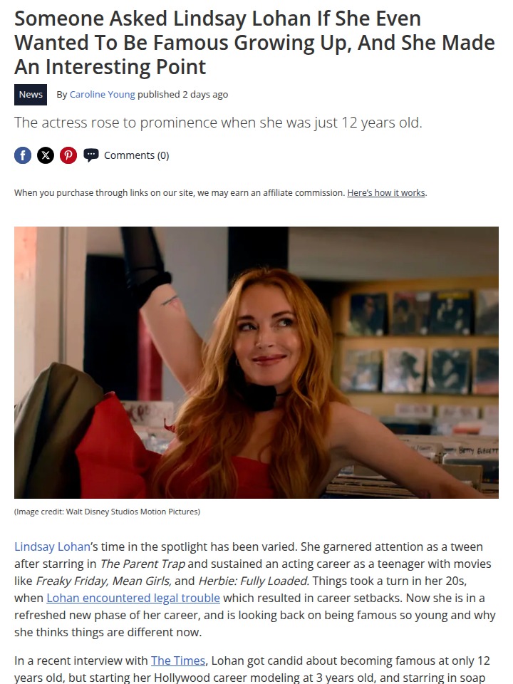 Lindsay Lohan’s Fame Regret? 😲