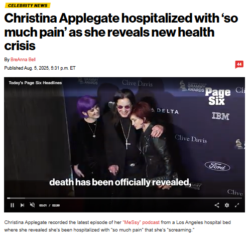 Christina Applegate’s Hospital Drama 😱