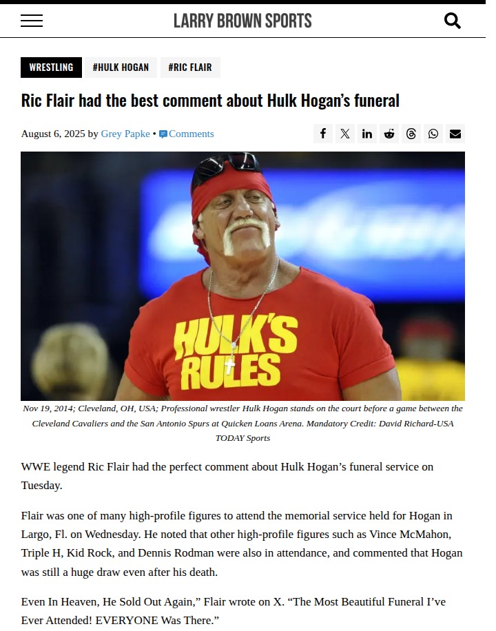 Ric Flair on Hulk Hogan's Epic Sendoff