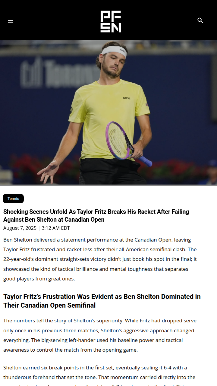 Shelton Outplays Fritz in Canadian Open Drama