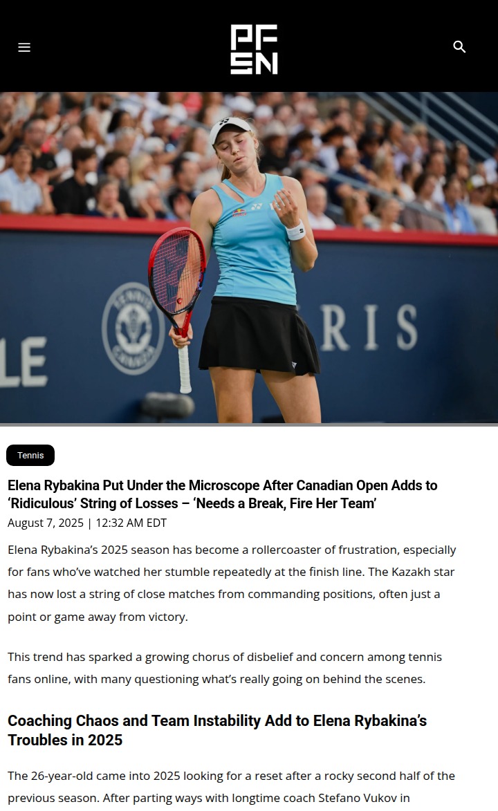 Canadian Open Heartbreak for Rybakina