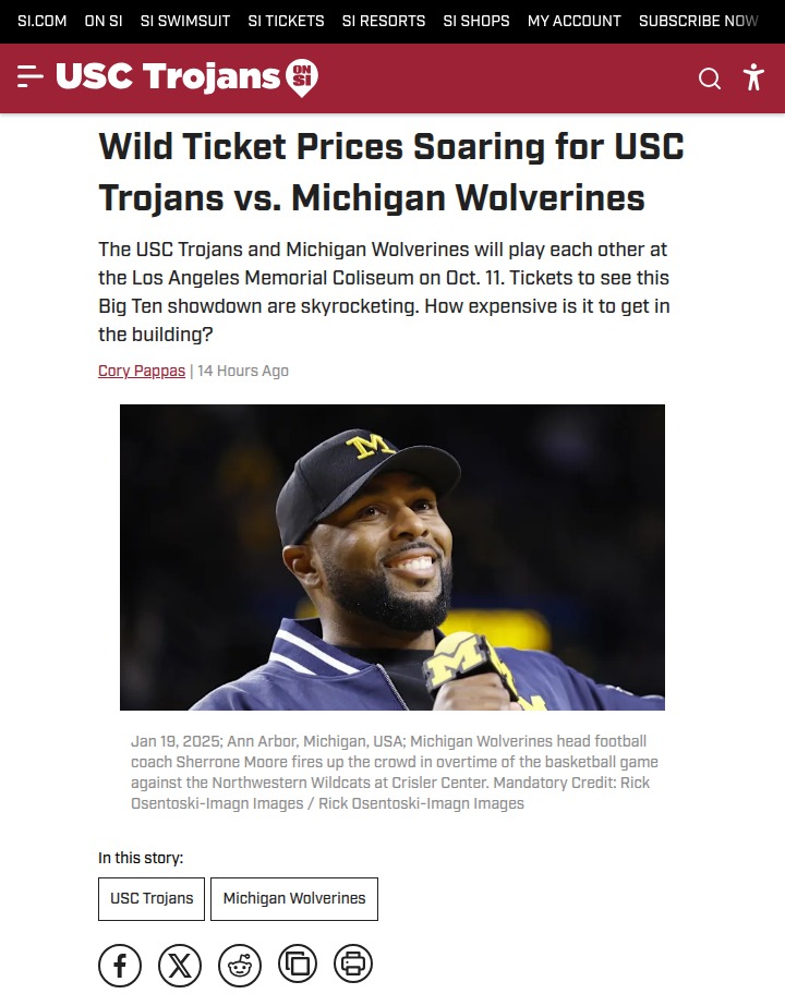 USC vs Michigan: Ticket Prices Hit New Highs