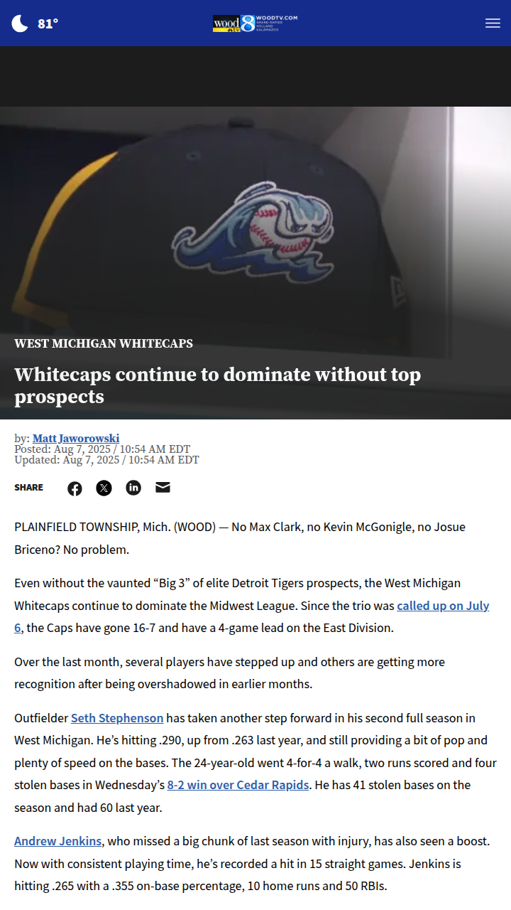 Whitecaps’ new stars keep winning in West Michigan