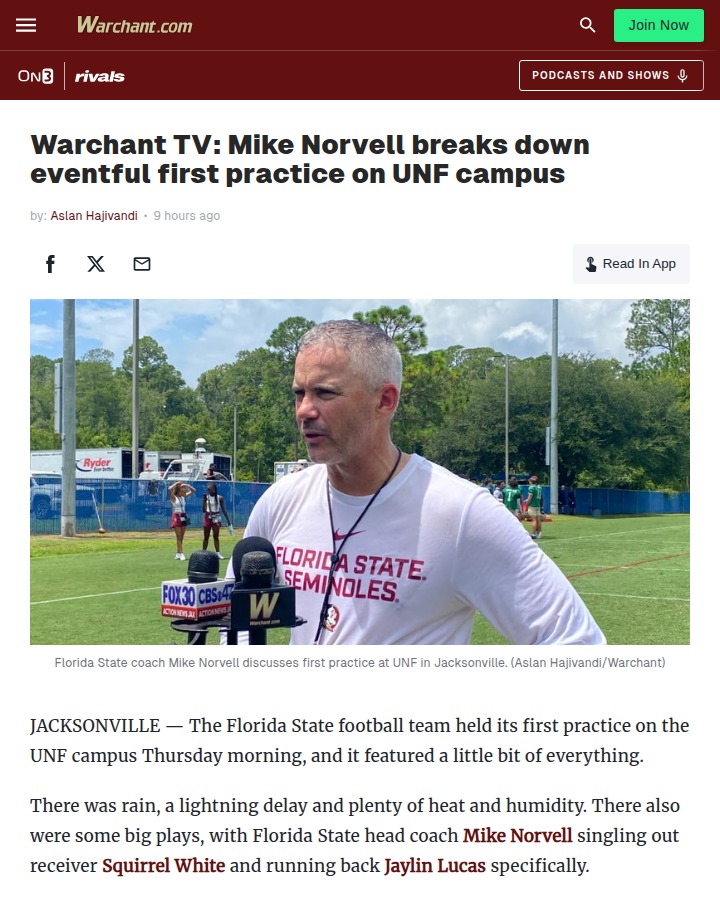 Florida State’s wild first practice at UNF