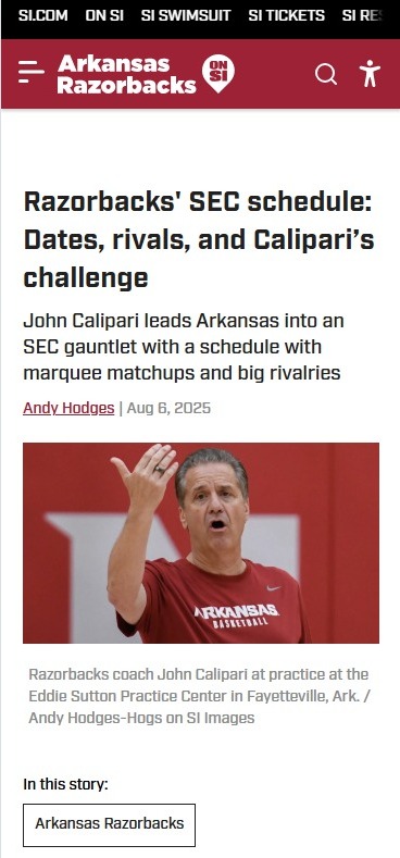 Calipari Faces Kentucky in Must-See SEC Clash