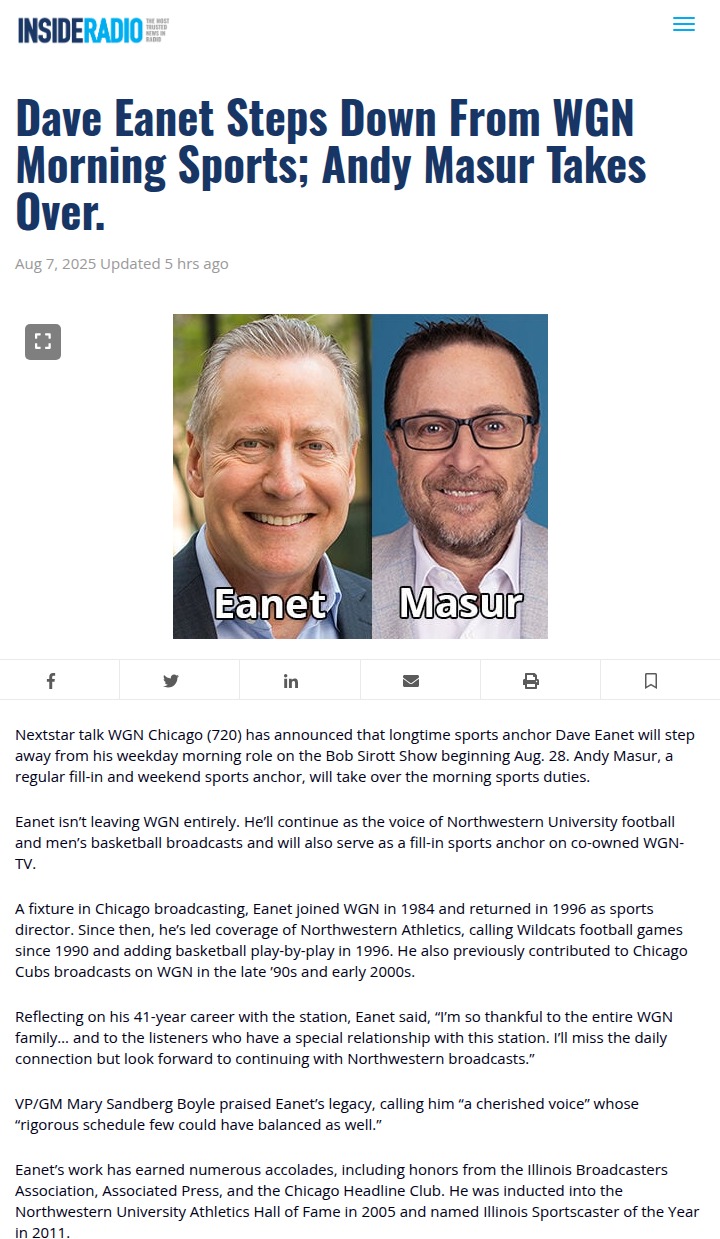 Chicago sports radio gets a new morning voice