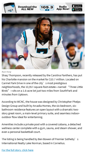 Inside Shaq Thompson’s $10.7M Charlotte estate