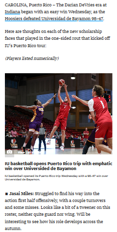 Hoosiers’ new faces shine in Puerto Rico