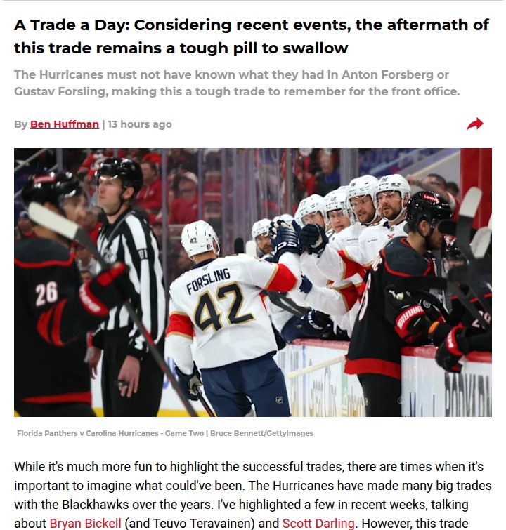 Hurricanes’ trade blunder still stings fans